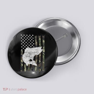 Camouflage Flag Walleye Fishing Angler Button