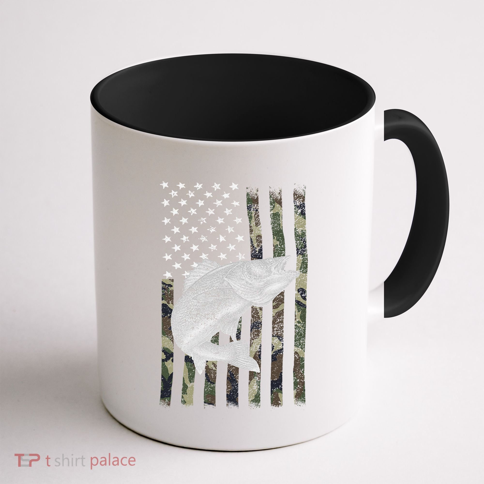 Camouflage Flag Walleye Fishing Angler Coffee Mug