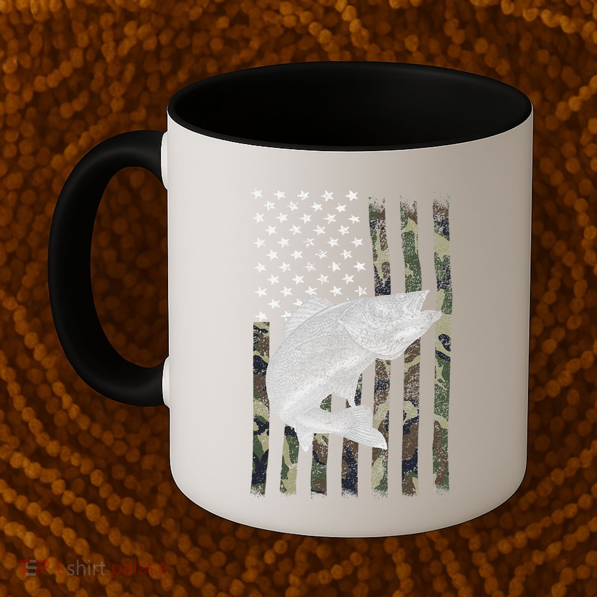 Camouflage Flag Walleye Fishing Angler Coffee Mug