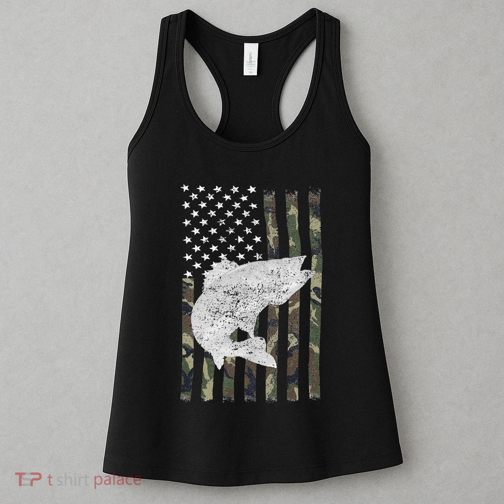 Camouflage Flag Walleye Fishing Angler Women's Tank Top