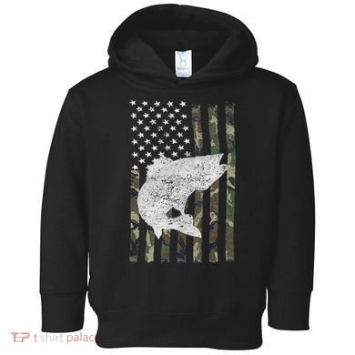 Camouflage Flag Walleye Fishing Angler Toddler Hoodie