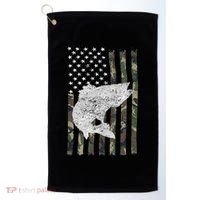 Camouflage Flag Walleye Fishing Angler Golf Towel thumb 0