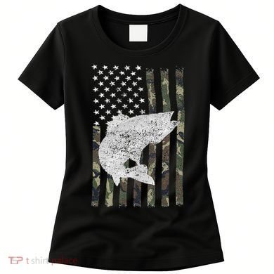 Camouflage Flag Walleye Fishing Angler Women's T-Shirt