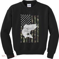 Camouflage Flag Walleye Fishing Angler Kids Sweatshirt thumb 0