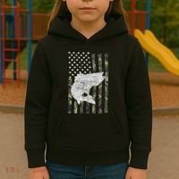 Camouflage Flag Walleye Fishing Angler Kids Hoodie thumb 3