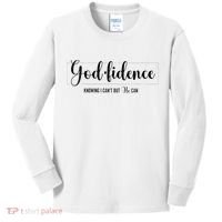 Christian For Women Godfidence Trust God Faith Gift Kids Long Sleeve Shirt thumb 0