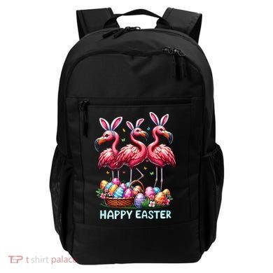 Cute Flamingo With Easter Bunny Egg Basket Happy Easter Backpack