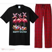 Cute Flamingo With Easter Bunny Egg Basket Happy Easter Pajama Set thumb 0