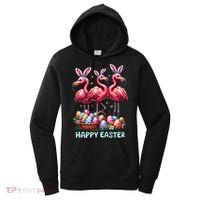 Cute Flamingo With Easter Bunny Egg Basket Happy Easter Women's Hoodie thumb 0