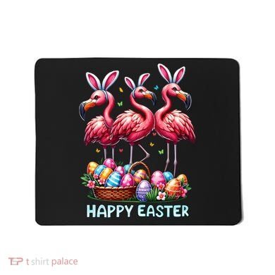 Cute Flamingo With Easter Bunny Egg Basket Happy Easter Mousepad