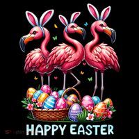 Cute Flamingo With Easter Bunny Egg Basket Happy Easter Mousepad thumb 1