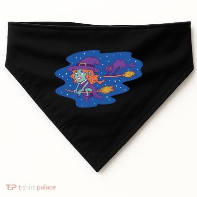 Cute Flying Witch USA-Made Doggie Bandana