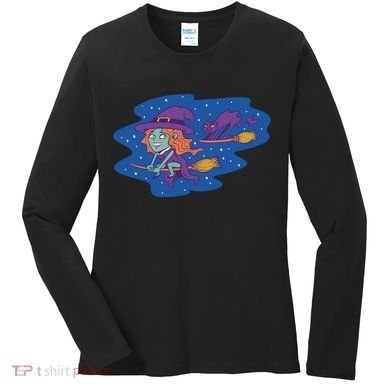 Cute Flying Witch Women's Long Sleeve Shirt