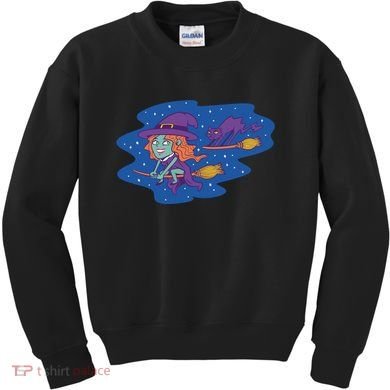 Cute Flying Witch Kids Sweatshirt