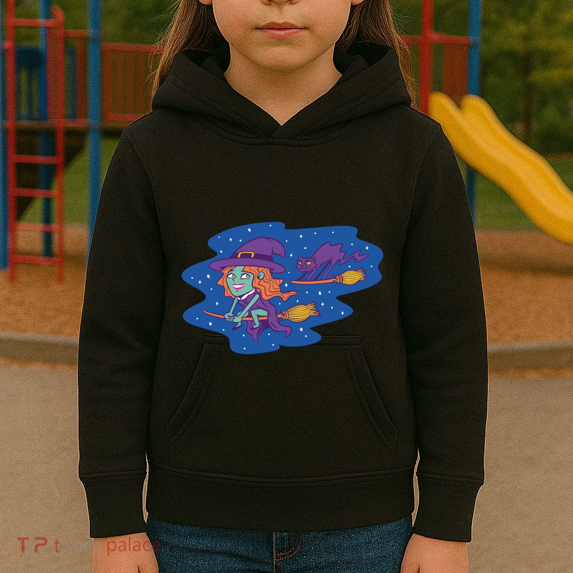 Cute Flying Witch Kids Hoodie