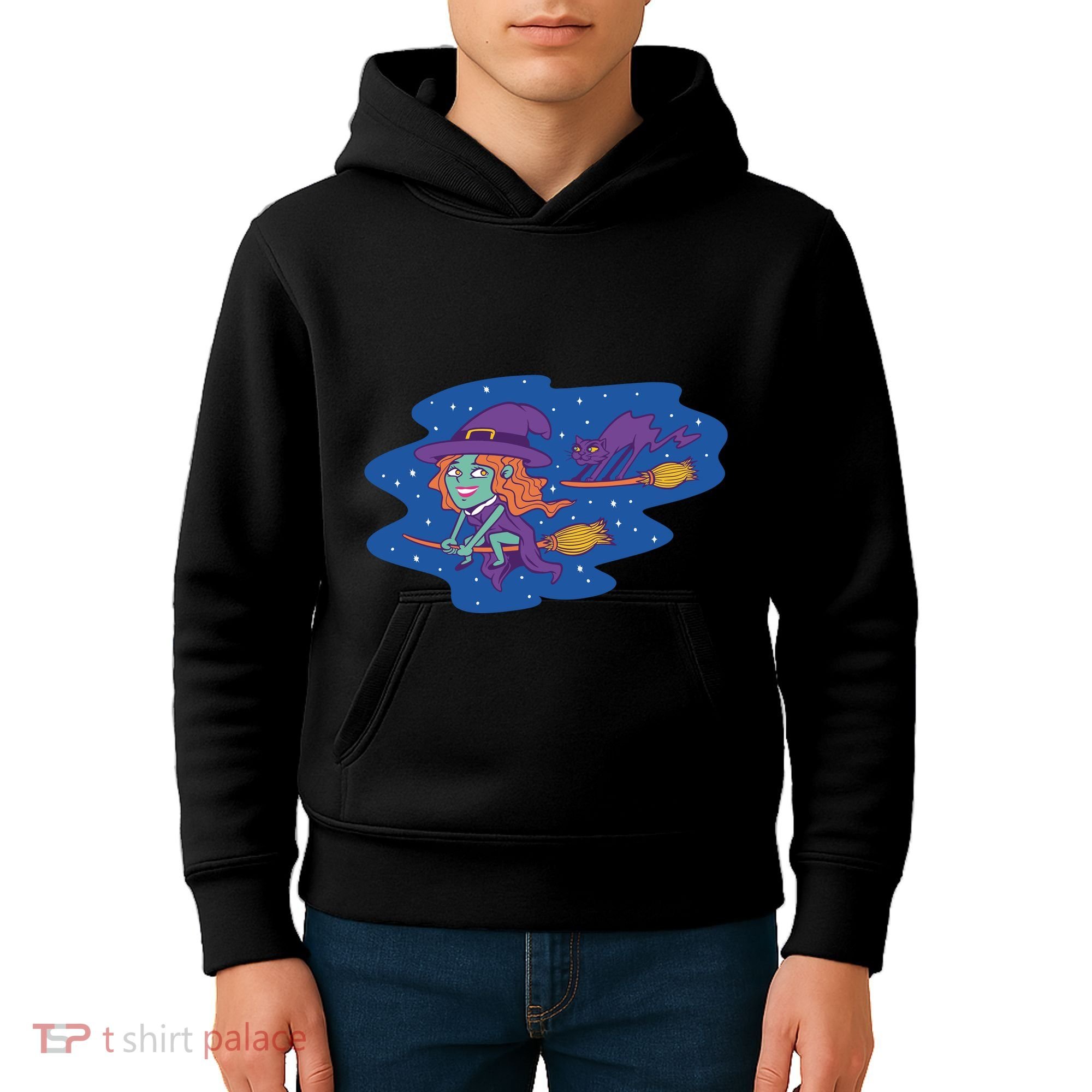 Cute Flying Witch Kids Hoodie