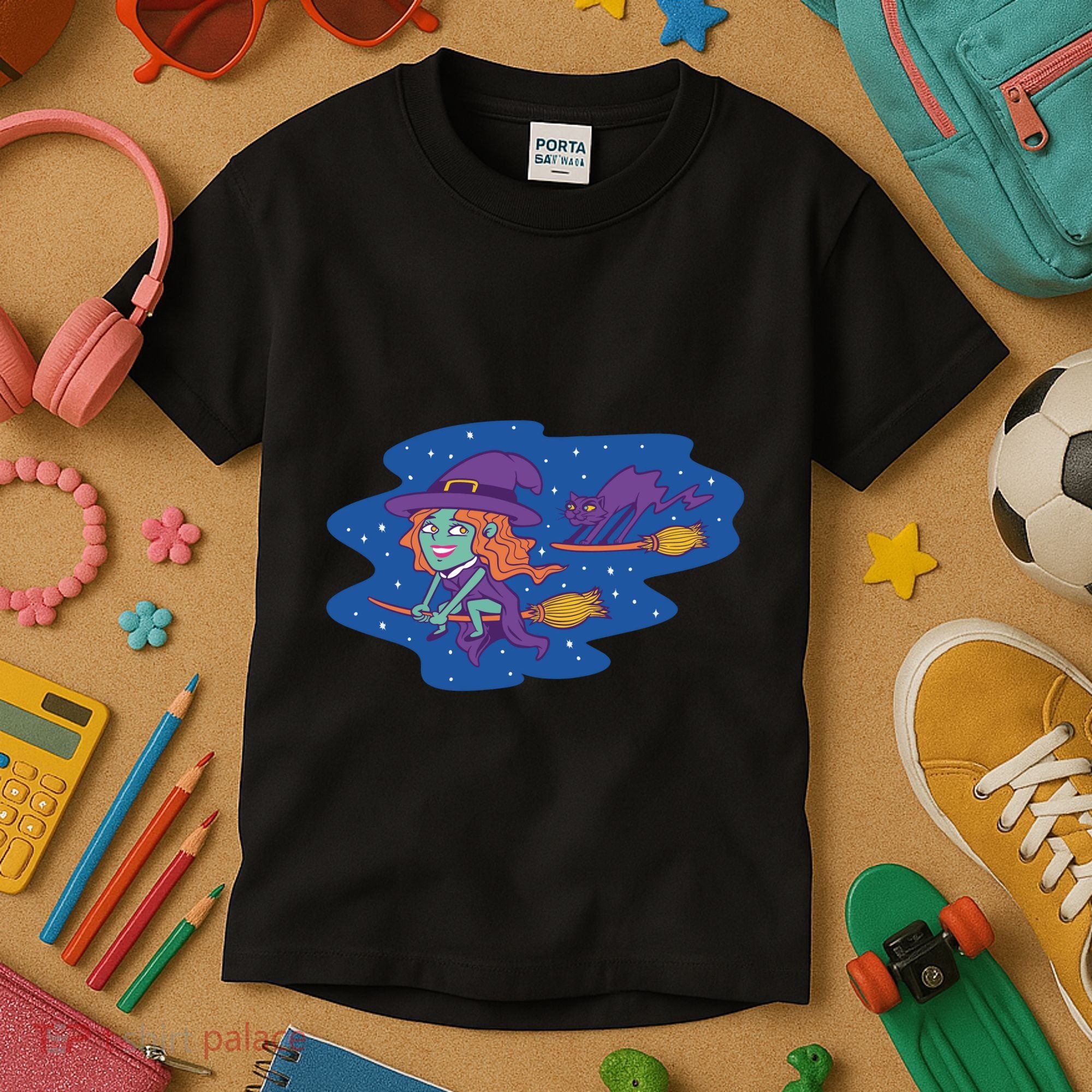 Cute Flying Witch Kids T-Shirt