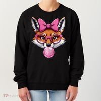 Cute Fox With Glasses And Blowing Gum Coquette Bow Women Women's Sweatshirt thumb 0