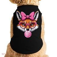 Cute Fox With Glasses And Blowing Gum Coquette Bow Women Doggie Tank thumb 0
