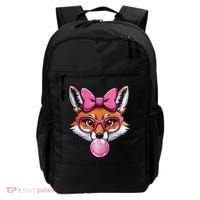 Cute Fox With Glasses And Blowing Gum Coquette Bow Women Backpack thumb 0