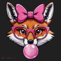 Cute Fox With Glasses And Blowing Gum Coquette Bow Women Beanie thumb 2