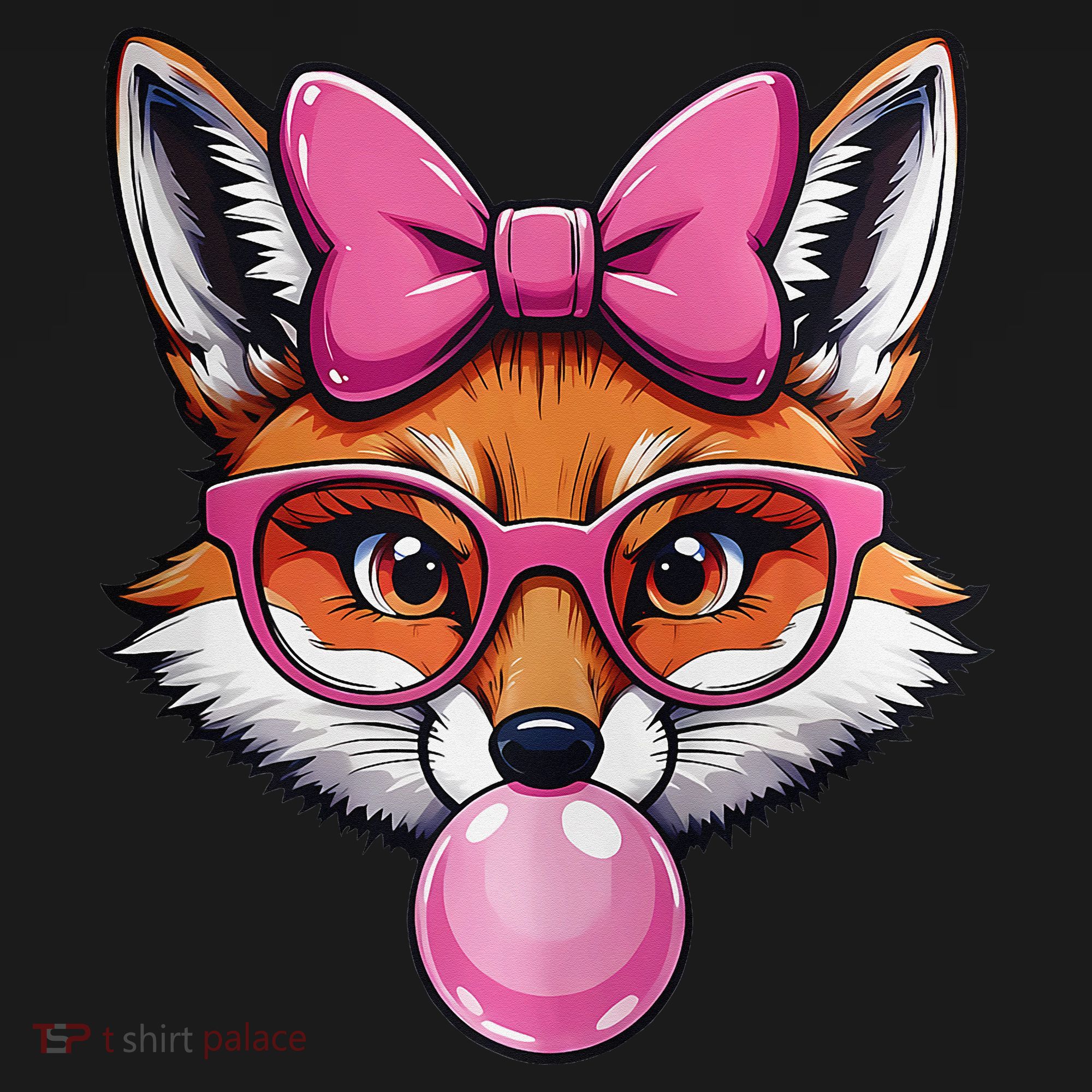 Cute Fox With Glasses And Blowing Gum Coquette Bow Women Women's Hoodie