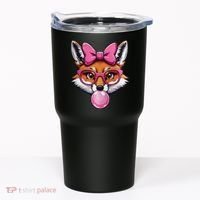 Cute Fox With Glasses And Blowing Gum Coquette Bow Women Tumbler thumb 0