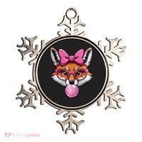 Cute Fox With Glasses And Blowing Gum Coquette Bow Women Ornament thumb 0