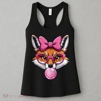 Cute Fox With Glasses And Blowing Gum Coquette Bow Women Women's Tank Top thumb 3