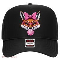 Cute Fox With Glasses And Blowing Gum Coquette Bow Women Hat thumb 0