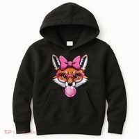 Cute Fox With Glasses And Blowing Gum Coquette Bow Women Kids Hoodie thumb 0