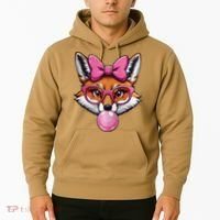 Cute Fox With Glasses And Blowing Gum Coquette Bow Women Hoodie thumb 2