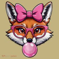 Cute Fox With Glasses And Blowing Gum Coquette Bow Women Hoodie thumb 7