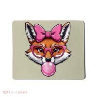 Cute Fox With Glasses And Blowing Gum Coquette Bow Women Mousepad thumb 0