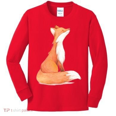 Cute Fox Watercolor | Funny Fox Lover Mammal Child Kids Long Sleeve Shirt
