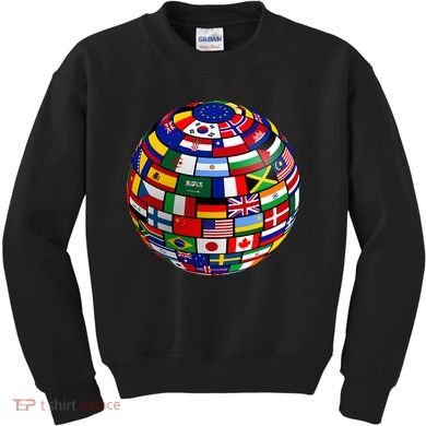Countries Flags  World Maps  World Maps . Kids Sweatshirt