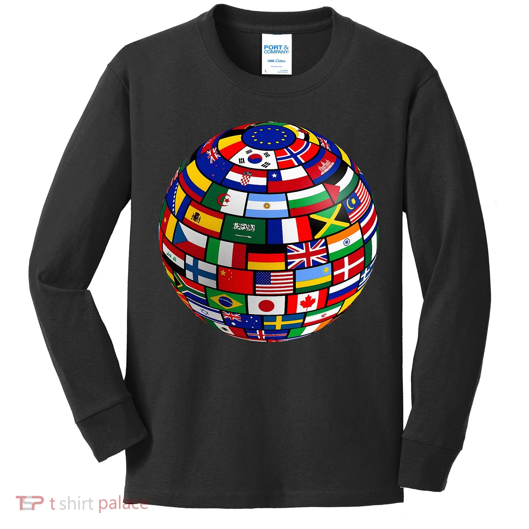 Countries Flags  World Maps  World Maps . Kids Long Sleeve Shirt
