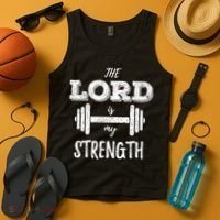 Christian Funny Workout Gym Lord Is My Strength Tank Top thumb 4