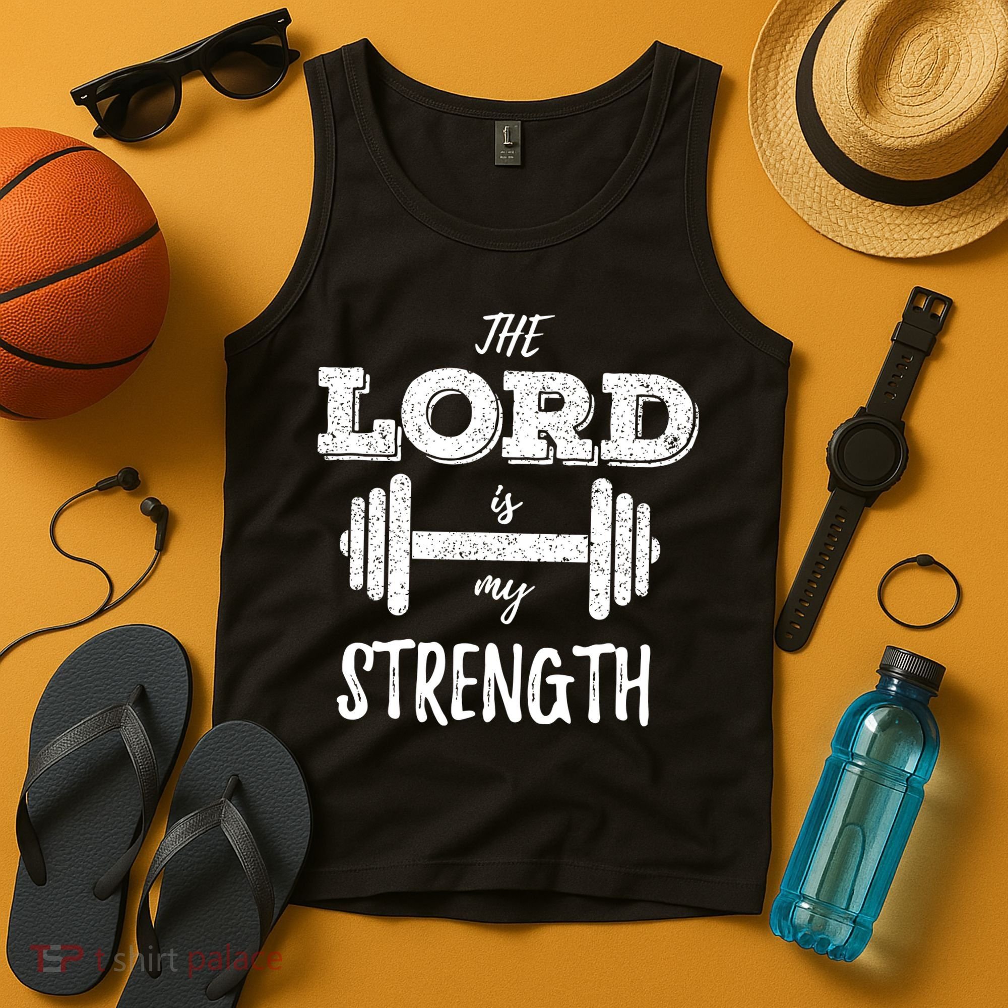 Christian Funny Workout Gym Lord Is My Strength Tank Top