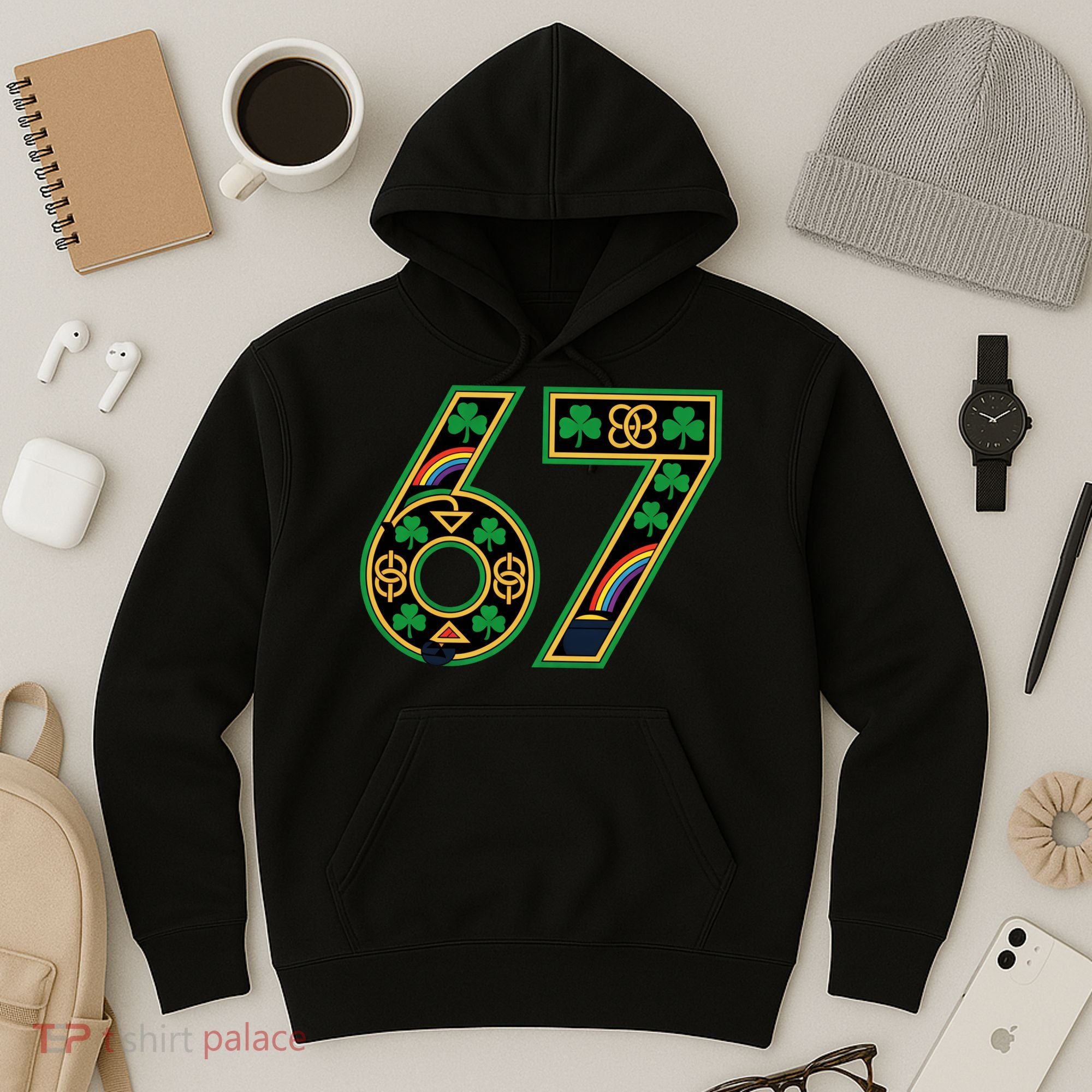 Celtic Graphic 67 Irish Clover Shamrock St Patricks Day Hoodie