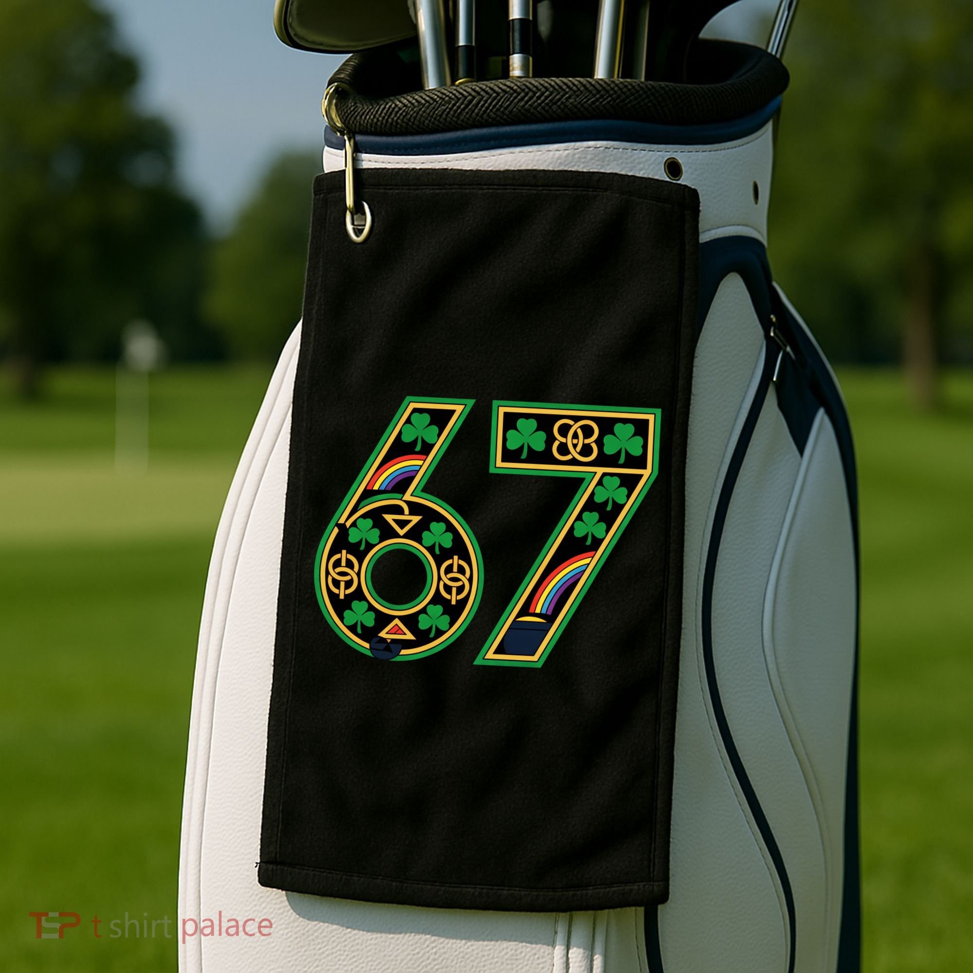 Celtic Graphic 67 Irish Clover Shamrock St Patricks Day Golf Towel