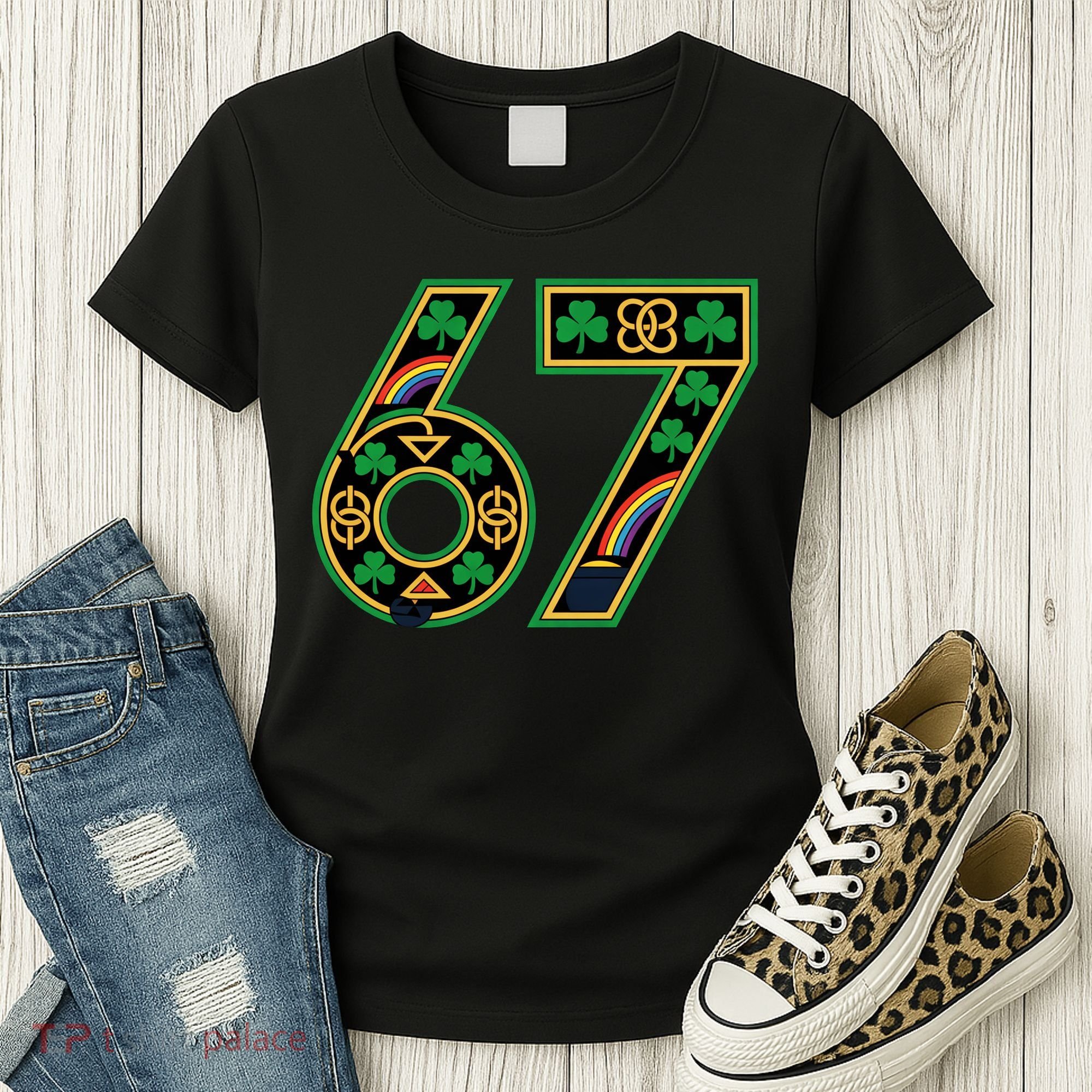 Celtic Graphic 67 Irish Clover Shamrock St Patricks Day Women's T-Shirt