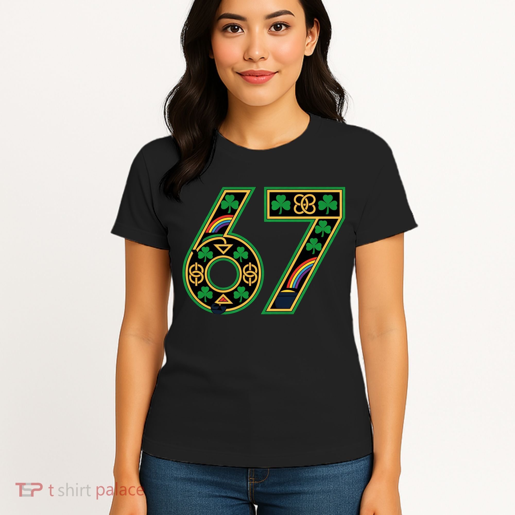 Celtic Graphic 67 Irish Clover Shamrock St Patricks Day Women's T-Shirt