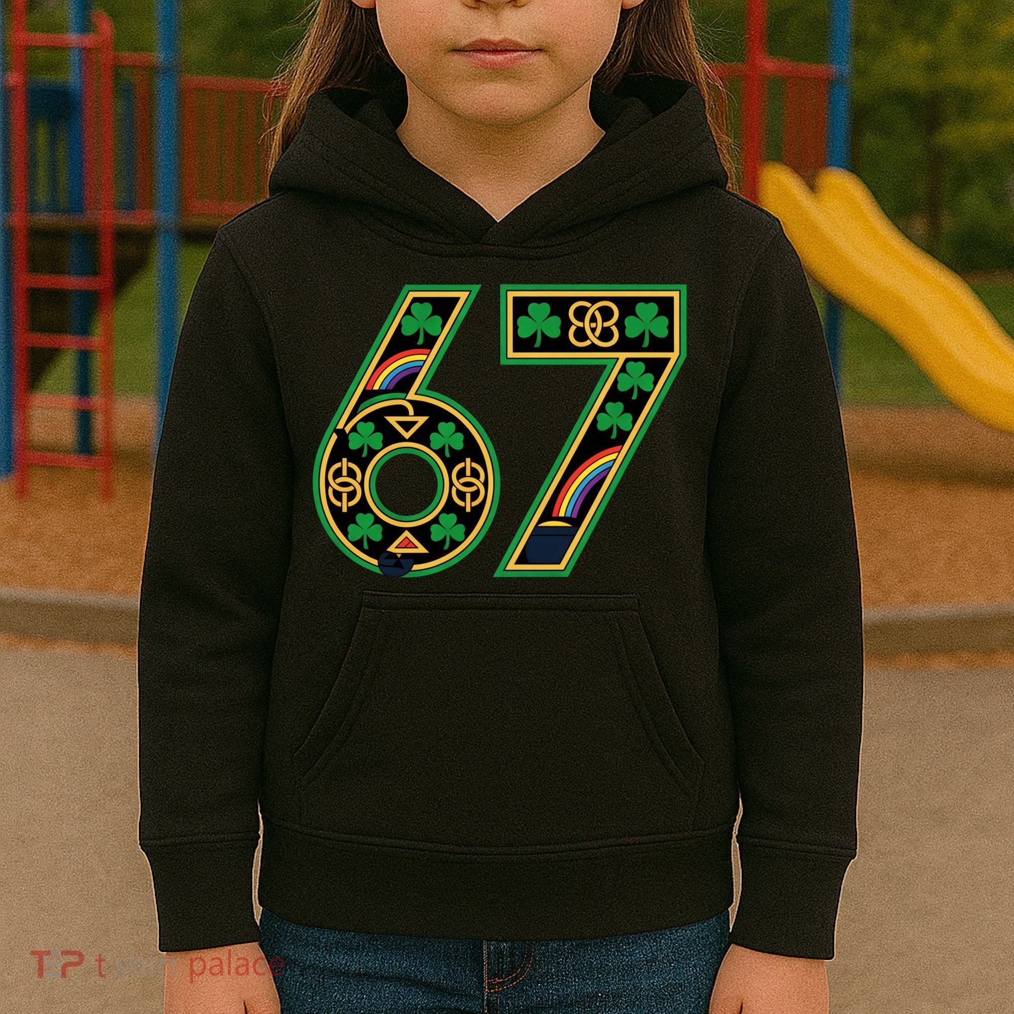 Celtic Graphic 67 Irish Clover Shamrock St Patricks Day Kids Hoodie