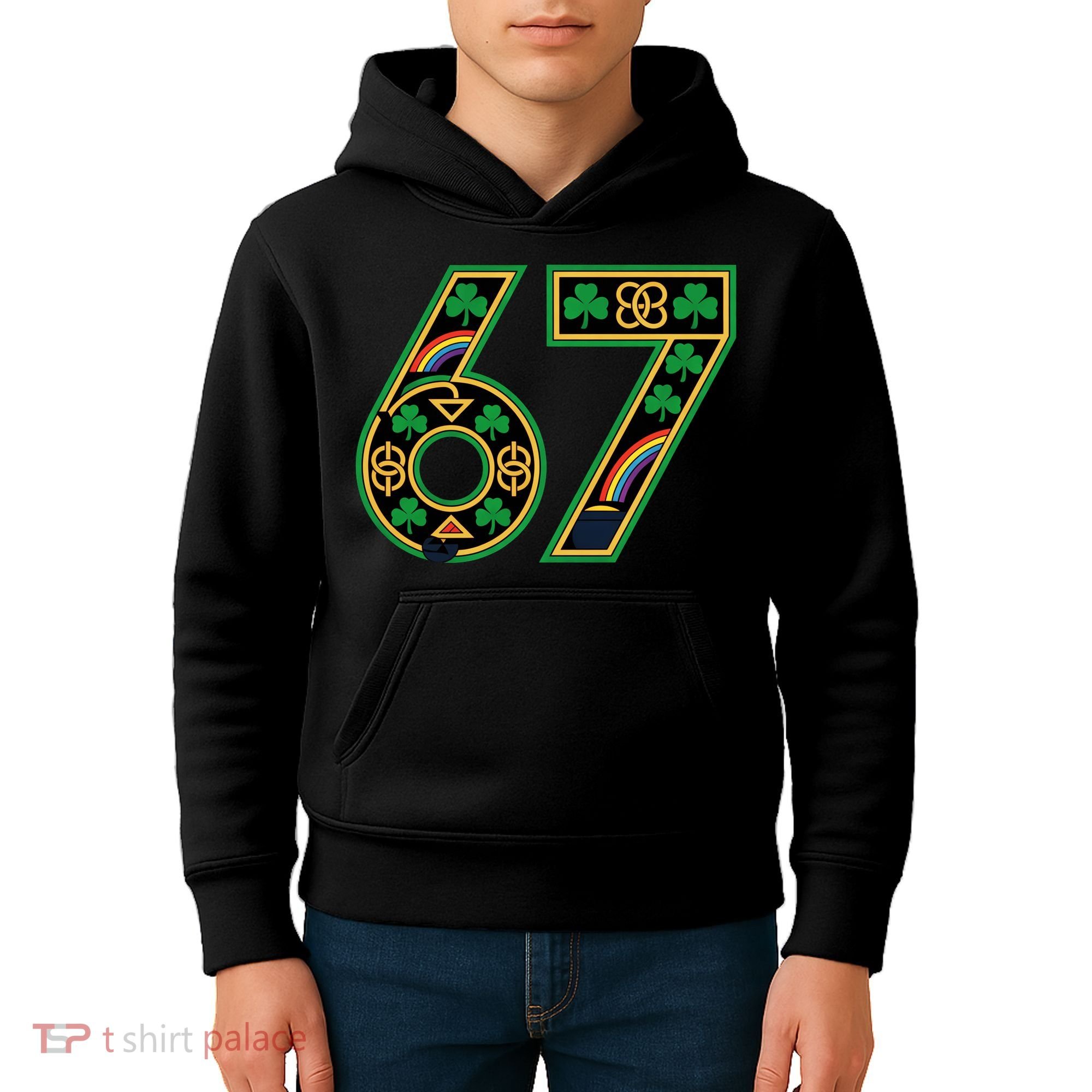 Celtic Graphic 67 Irish Clover Shamrock St Patricks Day Kids Hoodie