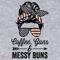 Coffee Guns And Messy Buns Cool Gift Pro Gun Skull America Flag Gift Women's Sweatshirt thumb 2
