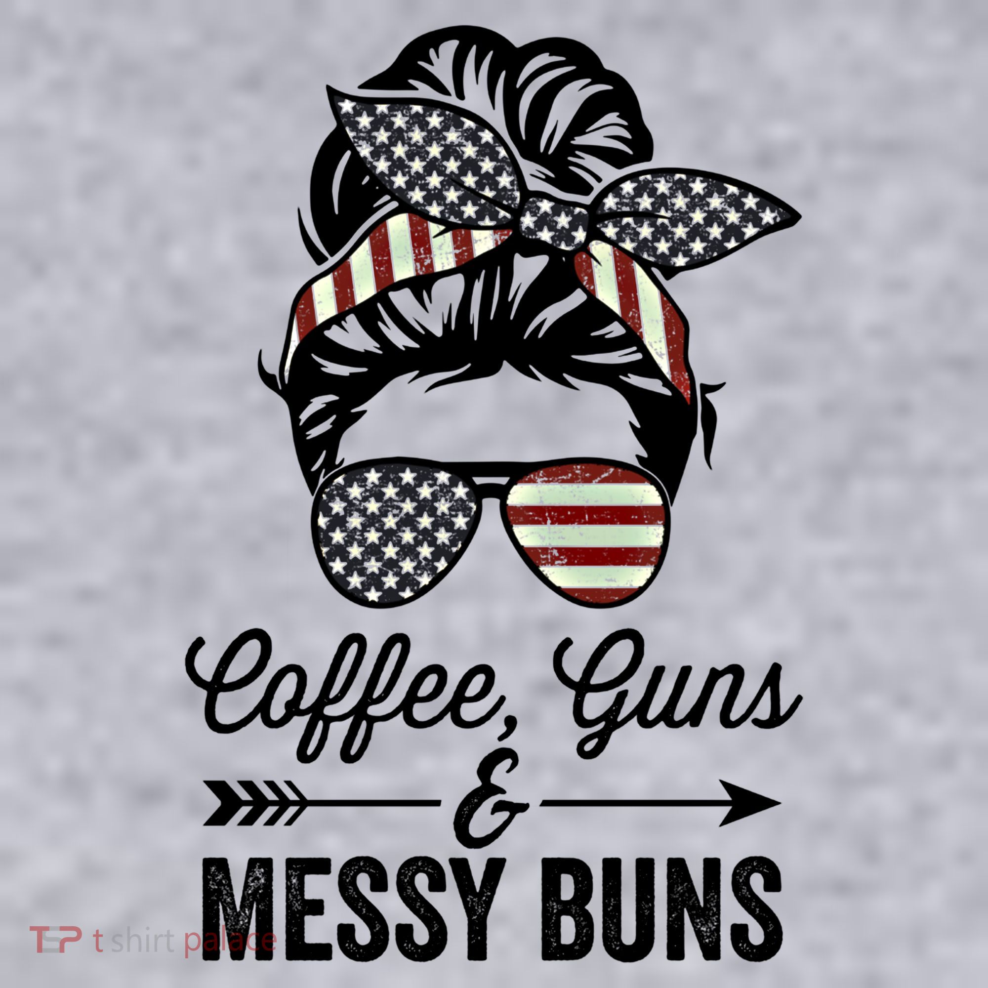 Coffee Guns And Messy Buns Cool Gift Pro Gun Skull America Flag Gift Women's Sweatshirt