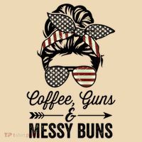 Coffee Guns And Messy Buns Cool Gift Pro Gun Skull America Flag Gift Tote Bag thumb 4