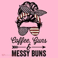 Coffee Guns And Messy Buns Cool Gift Pro Gun Skull America Flag Gift Coaster thumb 2