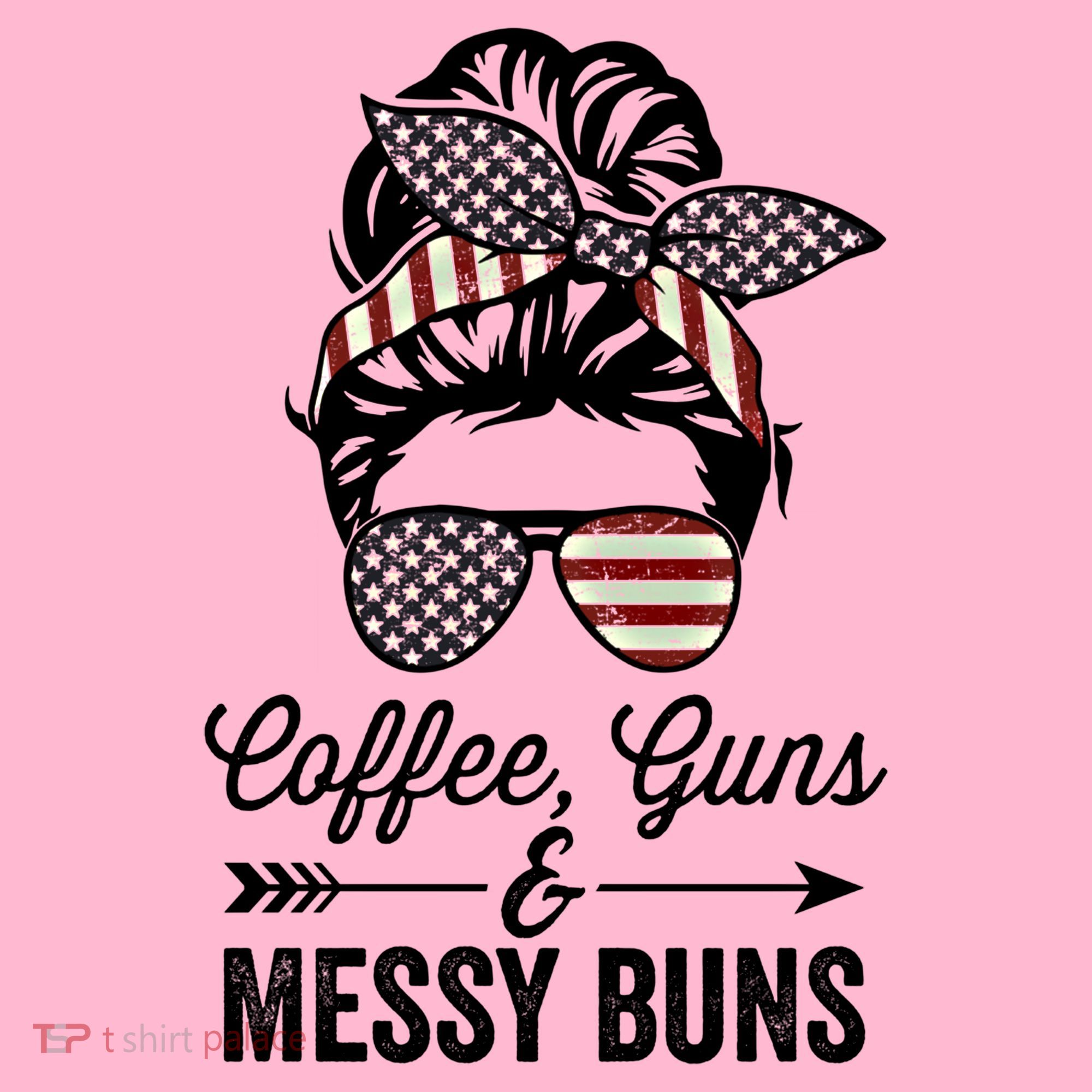 Coffee Guns And Messy Buns Cool Gift Pro Gun Skull America Flag Gift Coaster
